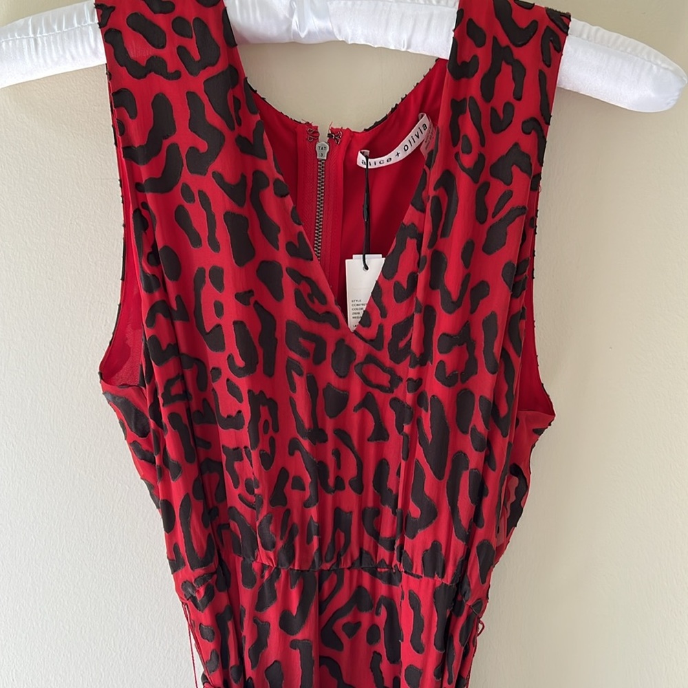 Alice + Olivia Red and Black leopard print dress